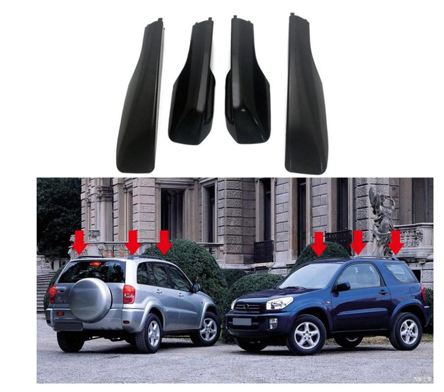 Для Toyota RAV4 2001-2005 4 шт. Крышка багажника на крышу автомобиля Боковая рейка Концевая накладка Черный АБС-пластик