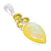 Yellow Sapphire, Citrine Gemstone 925 Sterling Silver Jewelry Pendant 2.6"  AH-3323