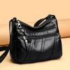 Women's Soft Leather Bag Middle-aged Shoulder Bag Multi-zipper Crossbody Bag