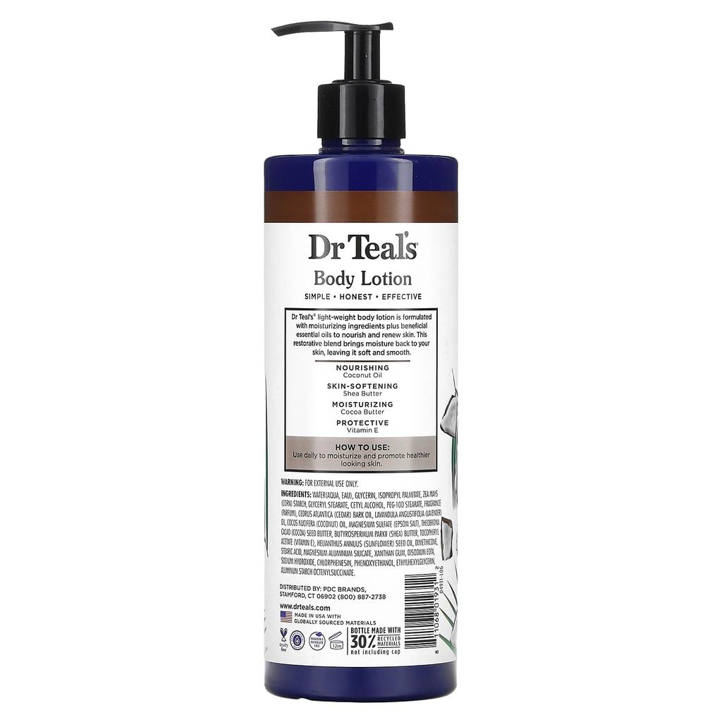 Dr. Teal's Body Lotion, Nourish & Protect, Coconut Oil & Essential Oils, 532 Ml (18 Fl Oz)