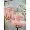 Dance Clothes, Girls' Practice Clothes, Short-sleeved Net Yarn, Ballet Gymnastics Dance Clothes, Children's Dance Clothes