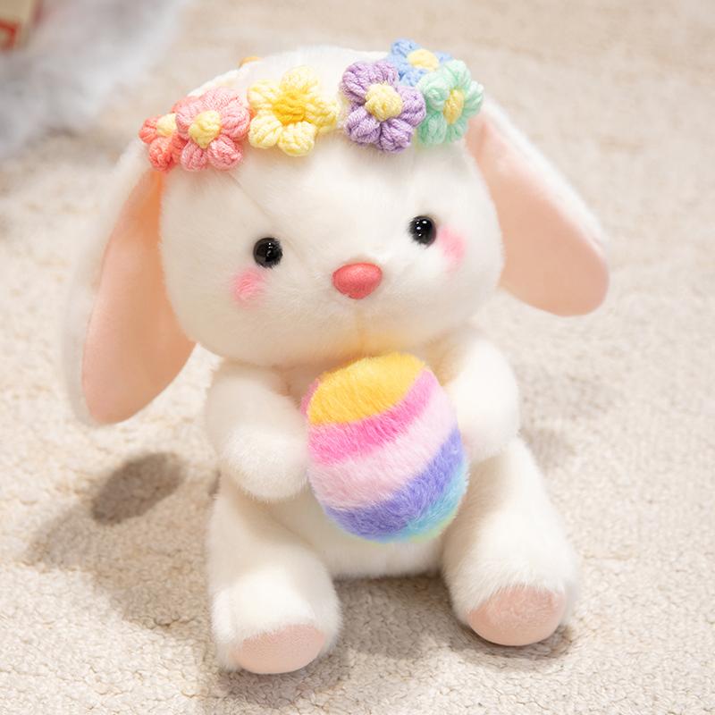 2025Cm Cute Hug Flower Bouquet Rabbit Raccoon Toy Capybara Hug Easter Egg Plush Doll Easter Valentine'S Day Gift