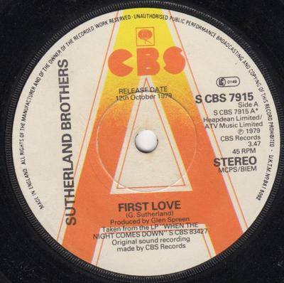7-дюймовая пластинка SUTHERLAND BROTHERS - First Love SCBS7915 CBS 1979 UK Рок Б/У