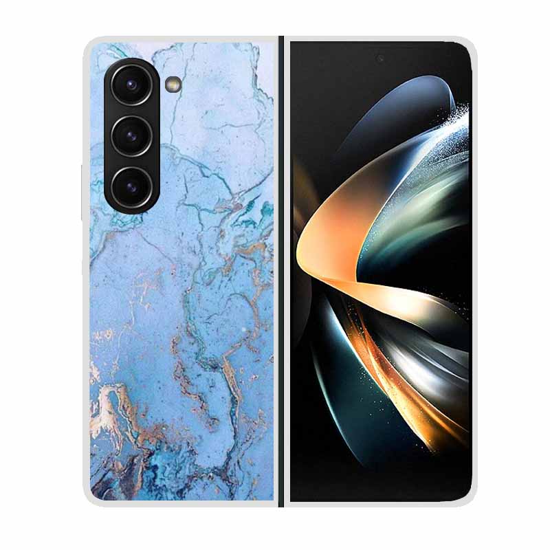 For Samsung Galaxy Z Fold 5 ZFold5 Cases Marble Transparent Shockproof Protection Hard Back Cover For Samsung Z Fold 5 5G Cases