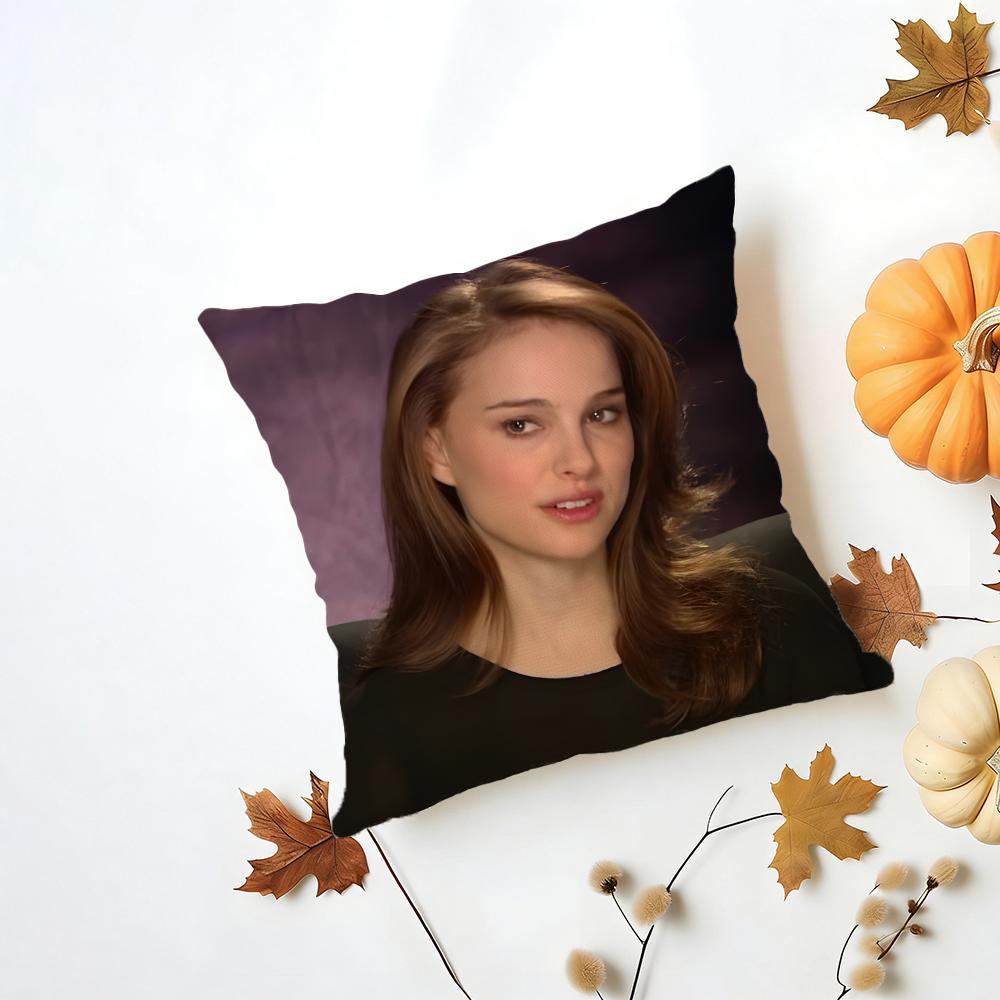NNatalie Portman Cushion Cover Washable Linen Pillowcase Soft  for Daily Sofa Bed Home Room Decor