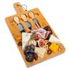 Bamboo Cheese Board and Knife Set 32x20cm – Chopping Board, Serving Platter, Charcuterie Board, Magnetic Cheese Knives