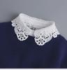 "Women's White Hollow Lace Detachable Chiffon Collar - Versatile Sweater and Shirt Accessory"