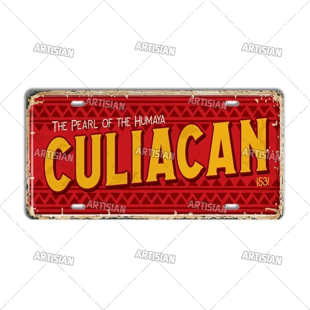MEXICO License Plate Landmark Metal Tin Plaque City Metal Sign Wall Decor Garage Bar Pub Club Hotel Cafe Kitchen Home