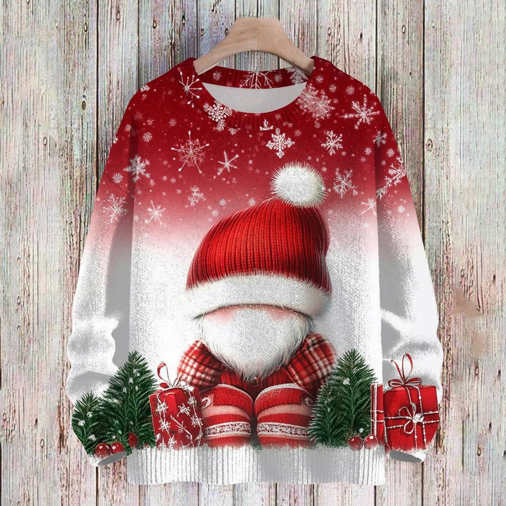 Рождественские толстовки для детей, вязаные свитера для мальчиков и девочек, симпатичные рубашки, осенние свитера с круглым вырезом, топы