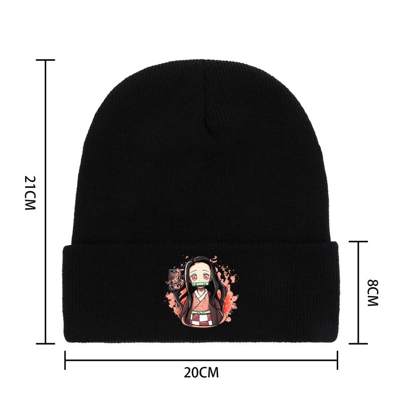 Anime Demon Slayer Kamado Nezuko In Pocket Printing Unisex Caps Cartoons Knitted Hat Windproof Retro Caps