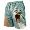 Men's Animal Donkey Fun Swimming Shorts Mid Waist Street Wear Hawaii Casual Festival Pocket Drawstring Elastic Waist Designer Clothing