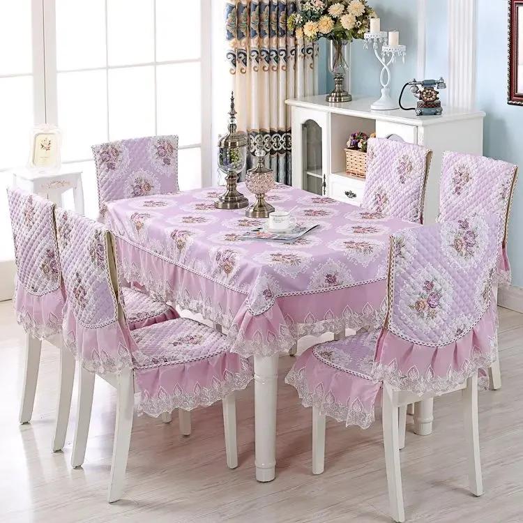 Кружевной однотонный чехол на стул в европейском стиле, чехол на обеденный стол и табурет, ткань для домашнего обеденного стола, ткань на спинку стула