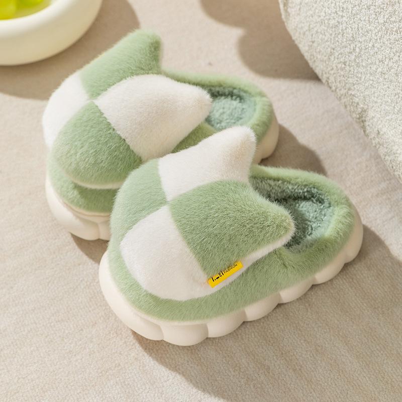 Зимние тапочки из хлопка, которые не боятся наступить на дерьмо, домашняя обувь для мальчиков и девочек, средние и взрослые, пушистые тапочки, нескользящие, хлопковая швабра с мешком на голове