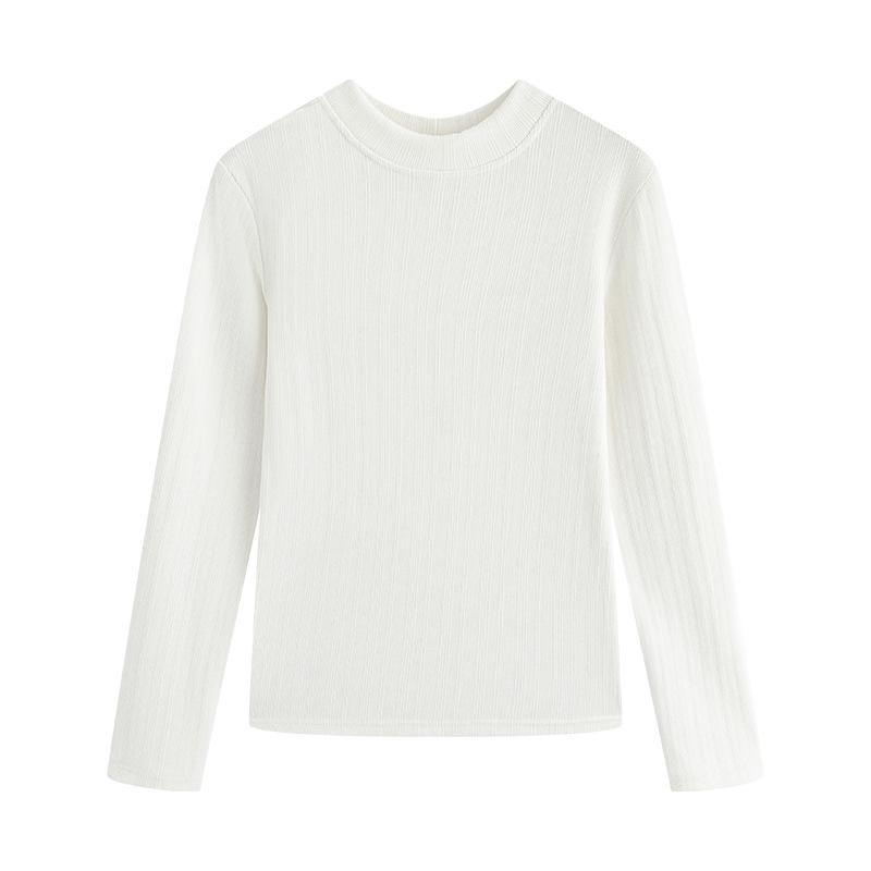 Crew Neck Bottoming Shirt Women's Autumn and Winter New Models with High-end Slim-fit T-shirt Warm and Foreign and Thin Long-sleeved Top