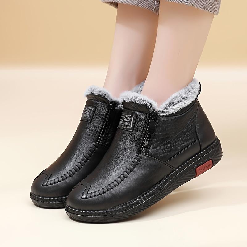 Женские зимние ботинки Нескользящая подошва Толстая амортизирующая стелька и Мягкая теплая зимняя обувь для пожилых женщин Зимние ботинки