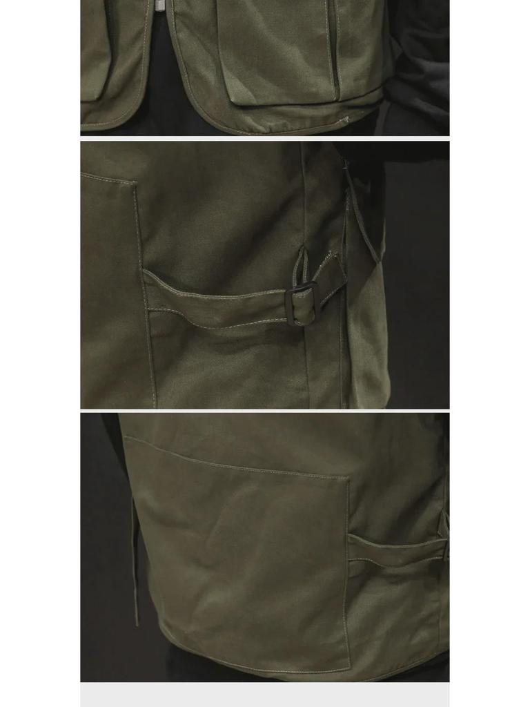 Американо-японский тактический жилет без рукавов с множеством карманов для молодежи на весну и осень