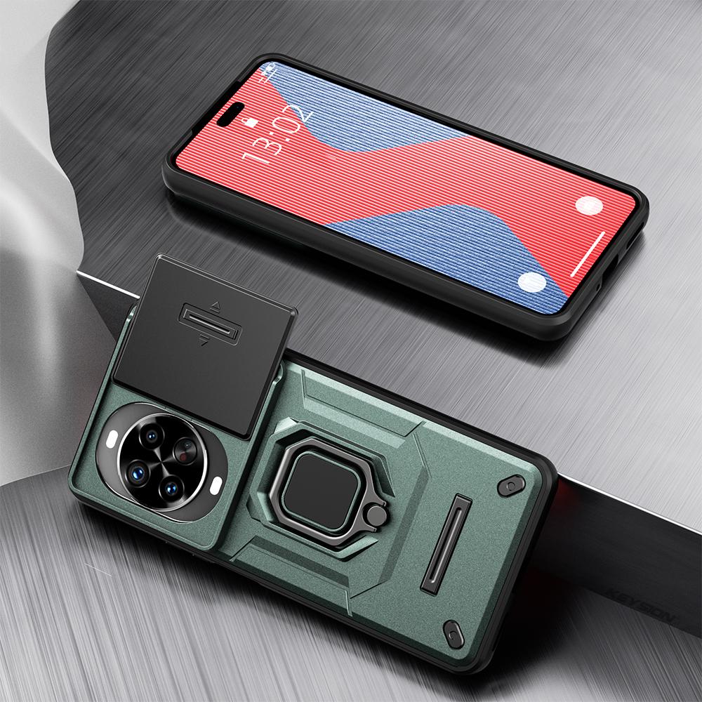 KEYSION Противоударный чехол для Huawei nova 14 14 Pro с выдвижной защитой камеры, металлической кольцевой подставкой, задняя крышка для телефона Huawei nova14Pro