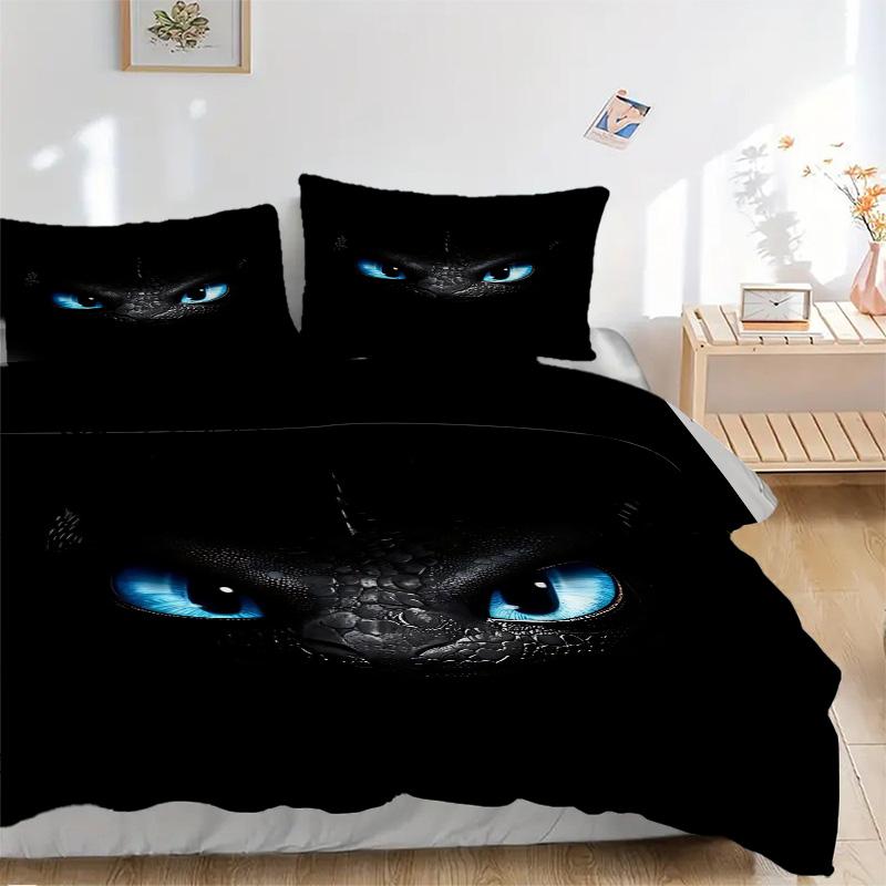 Dragon'S Eyes Print 3Pcs Bedding Setduvet Cover With 2 Bedropillowcase Home Birthday Gift
