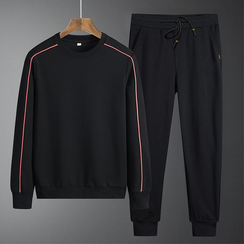 Комплект из толстовок для мужчин, свободные и универсальные повседневные брюки с длинными рукавами, комплект из двух предметов с толстовкой с круглым вырезом