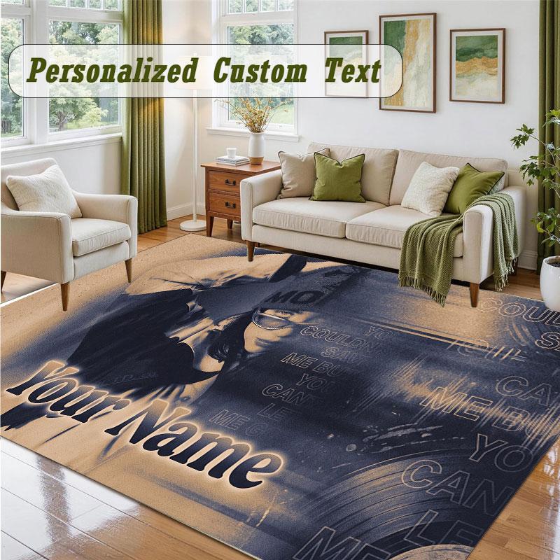 Crystal Velvet Square Rug Custom NameBillie Eilish Pattern Non Slip Home Floor Decor Rug
