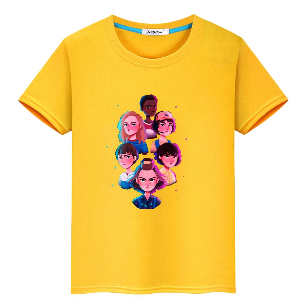 Футболка для детей, мальчиков, 10 лет, очень странные дела, принт, 100% хлопок, аниме-футболки, короткие топы, кавайная футболка, детская одежда 2000 года, девочки