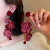 Длинные серьги-подвески с цветами Серебряные серьги с розой Винтажная богемная бижутерия Подходит для женщин Вечеринка Праздничная одежда