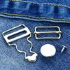 2Pcs/Set Suspenders Buckle Fastener Rivets Brace Clips Metal Button Overalls Jeans Pants for DIY Handmake Sewing Hardware Access