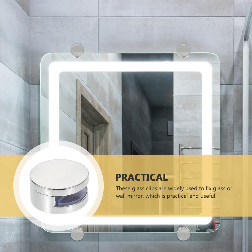 8 Pcs Mirror Clip Kitchen Cabinet Hardware Glass Clips Space-saving Brackets Zinc Alloy Holder Holders for Wall