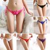 Сексуальное женское нижнее белье с завязками по бокам, стринги, кружевные трусики с бантом, медовый месяц