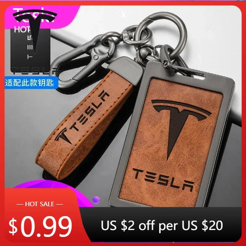 Car Sticker 2025 New Tesla Zinc Alloy Leather Car Smart NFC Card Key Cover Case Protector Shell Fob For Tesla Model 3 S X Y Acce