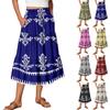 Womens Maxi Skirt Drawstring High Waisted Summer Long Skirts Lightweight Tiered Flowy Floral Pleated Skirts