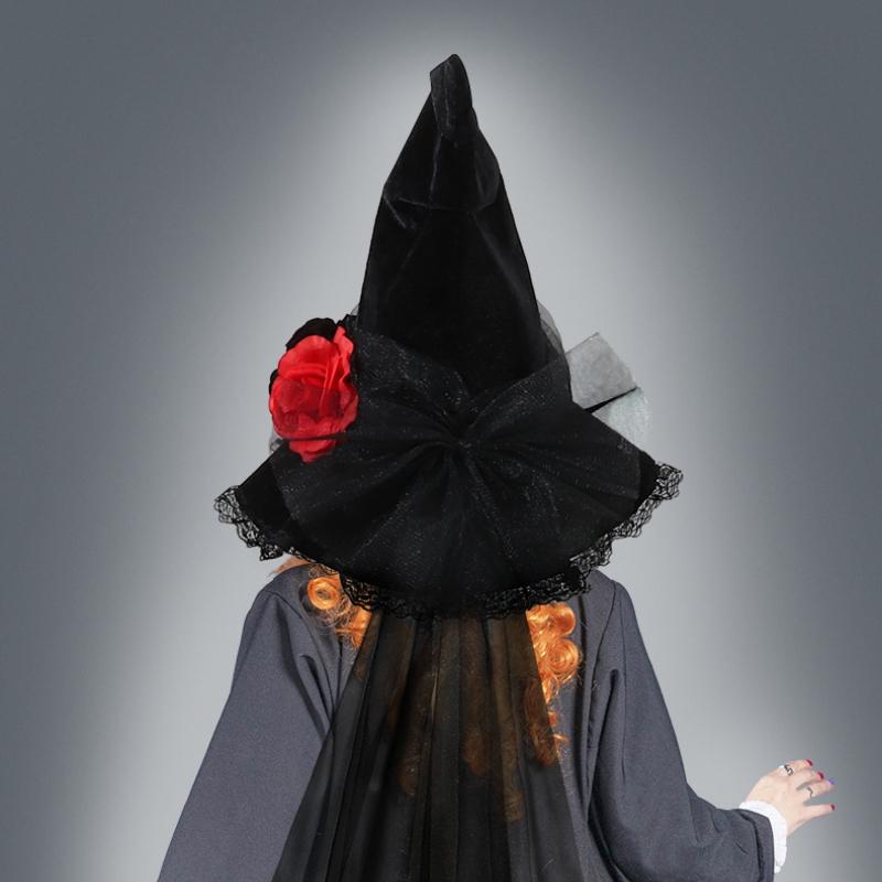 Halloween, Baroque, Witch Hat, Gothic, Queen, Mesh Simulation Flower, Dress Up Accessories, Party Props, Witch
