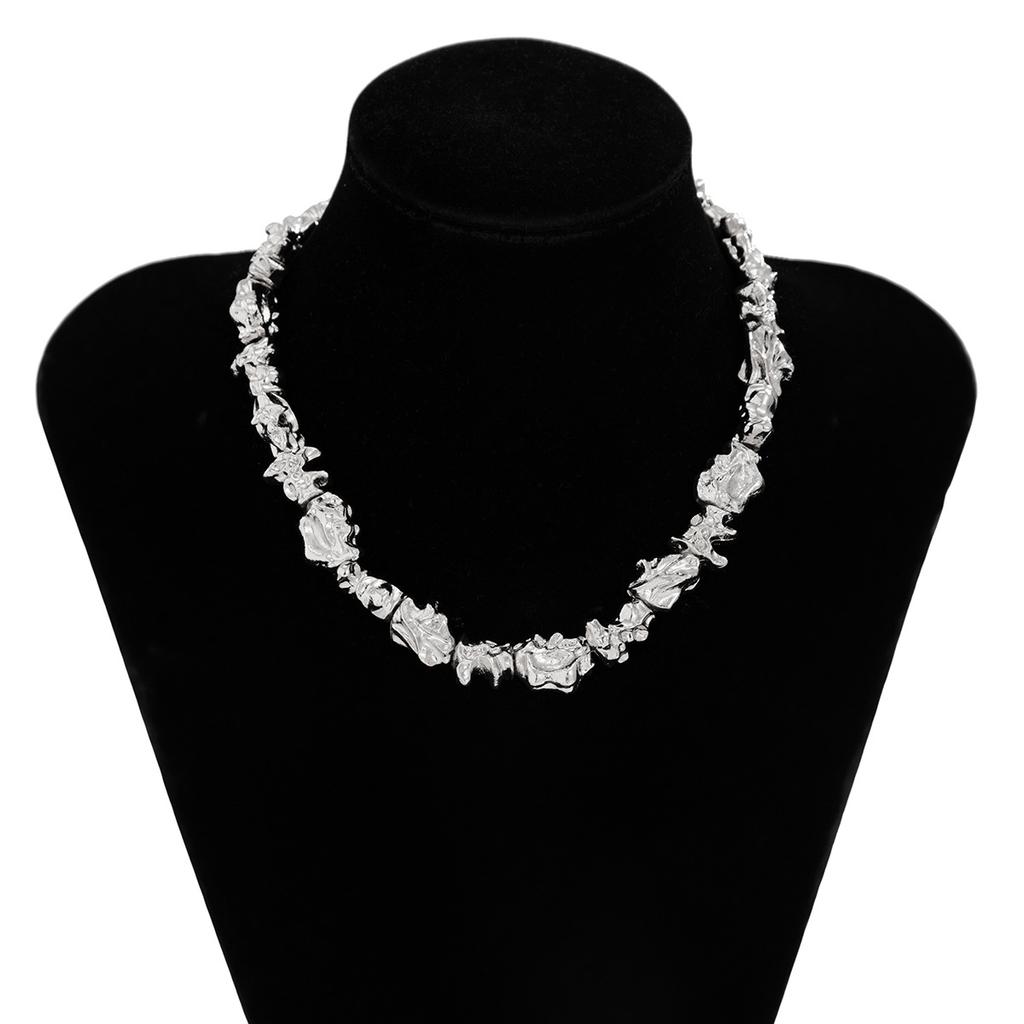 Exaggerated Sense Pleated Metal Wind Choker Simple Lava Irregular Collar Set Personalised Niche Design Trend Necklace Set for Women