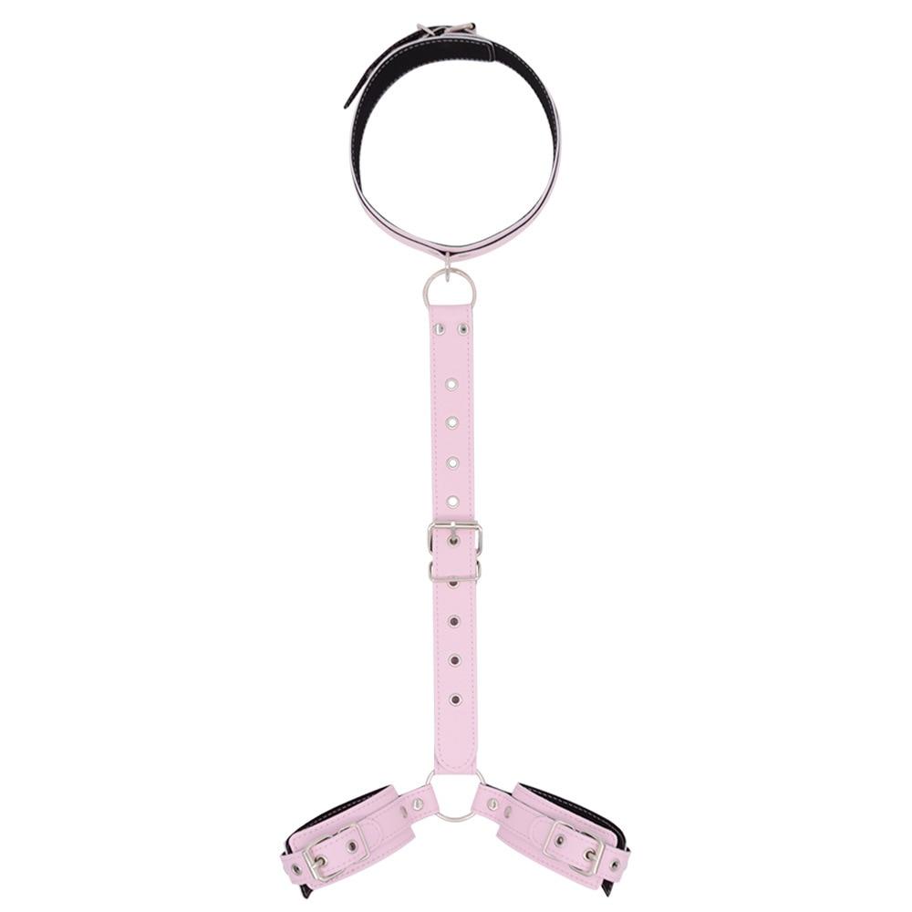 Sexy Bondage Collar Handcuffs Training Slave Sex Toys Chastity Belt Sex Furniture BDSM PU Leather