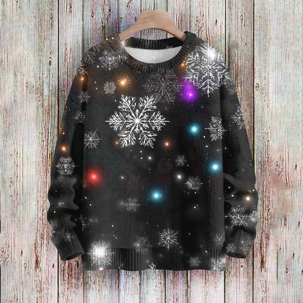 Рождественские толстовки для женщин Вязаный свитер Милая рубашка Осенний свитер с круглым вырезом Топы