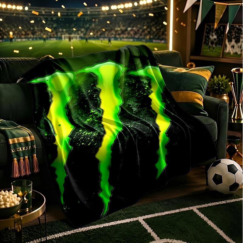 Monster Drink Throws Blanket Flannel Blankets Plush for Couch Bed Gifts for Men Women Travel picnic blanket Christmas fan gifts