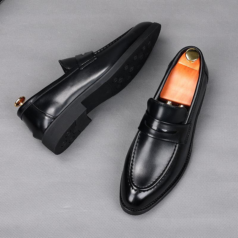Fashion Luxury Designer New Men's Balck Penny Loafter Leather Shoes Male Wedding Dress Prom Homecoming Oxford Footwear