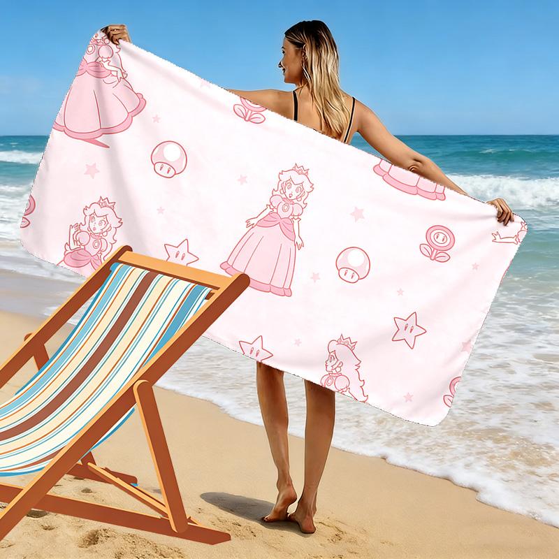 Princess Peach Print Beach Towel, Large Soft Quick Dry Towel for Beach Camping Swimming