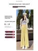Summer 2026 Women's Trendy Wide-Leg High-Waisted Cropped Pants: Petite, Loose, and Slimming Drapey Style.