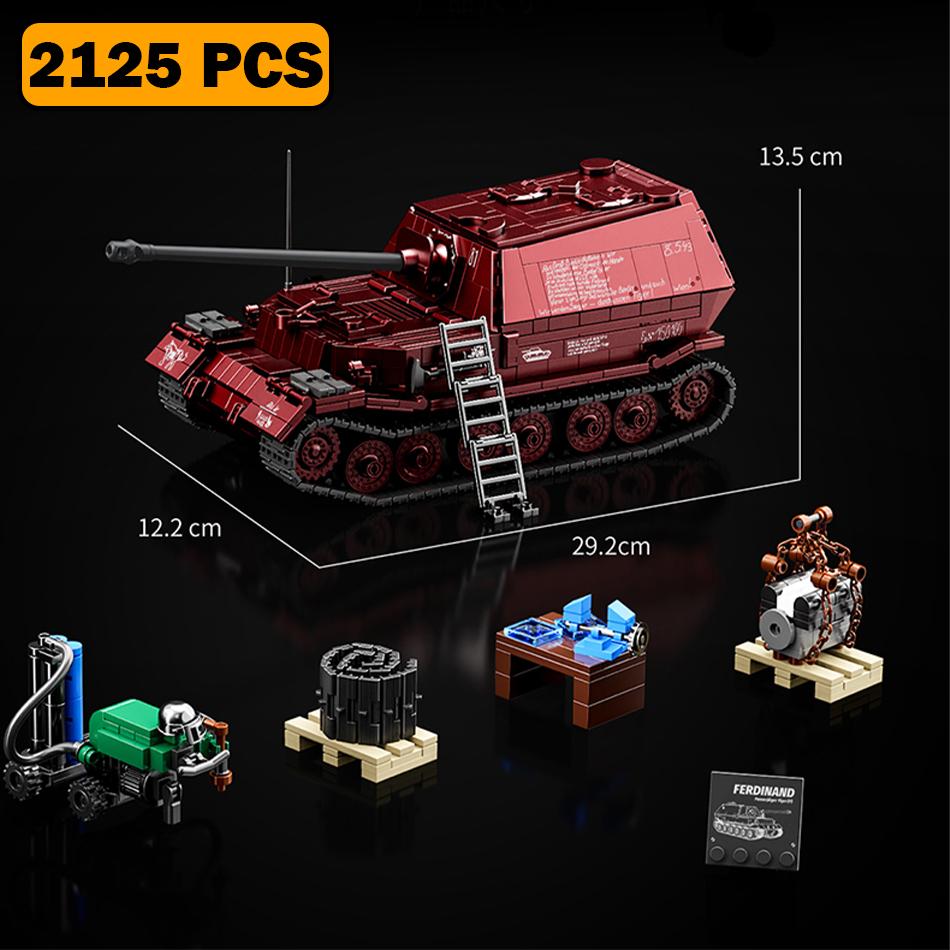 Военные Вторая мировая война Фердинанд Jagdpanzer Финальное производство Танк Тигр Сборочный цех Солдаты Строительные блоки Кирпичи Игрушки Подарки для детей