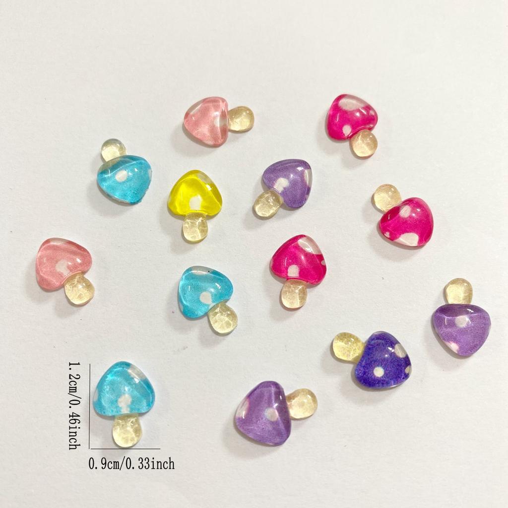 50 шт., смешанные смолы, мини-кристаллы, красочные цветы, грибы, дизайн ногтей, плоская задняя часть, стразы, аппликации, сделай сам, декор для скрапбукинга, аксессуары, ремесла