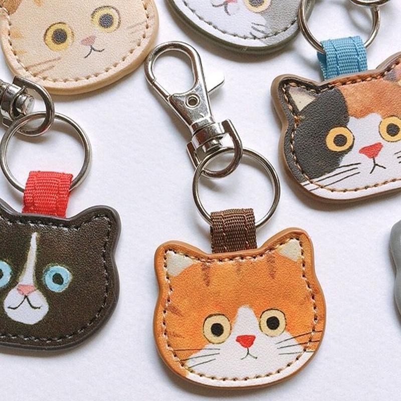 Милый мультяшный креативный кожаный брелок для ключей с изображением кота, модная кавайная сумка для котенка, брелок для рюкзака, украшения, аксессуары, подарки