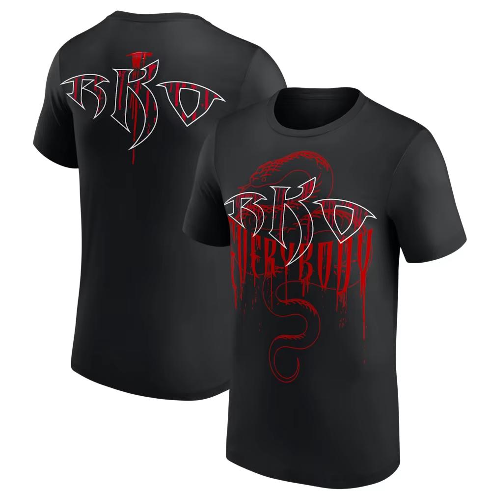 Unisexs Black Randy Orton RKO Everybody Viper TShirt Printed Wrestling Short Sleeve Casual Unisexs and Womens TShirts
