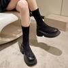 Осенне-зимние эластичные ботильоны женские 2024 г., толстые готические ботинки на толстой подошве, женские короткие ботинки
