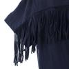 Sacai Made In Japan Linen Blend Short Sleeve Fringe T-shirt 2 Navy Poke T Women Used