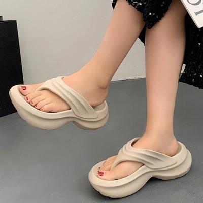 Женские шлепанцы Eva на толстой платформе, летние, нескользящие, пляжные сандалии, женские, модные, с застежкой-молнией, на танкетке