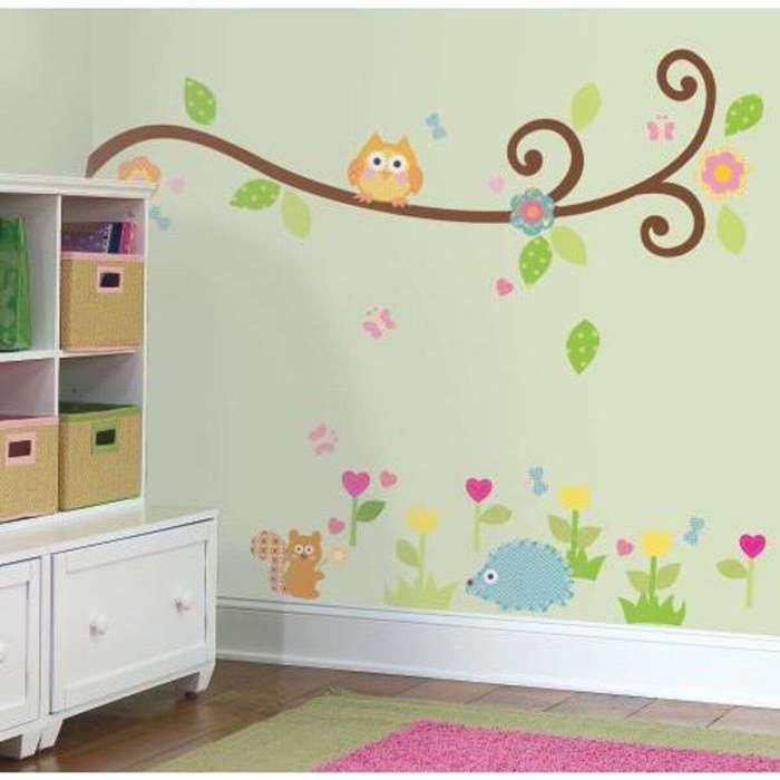 Stickers repositionnables branche magique et ses animaux 102x2