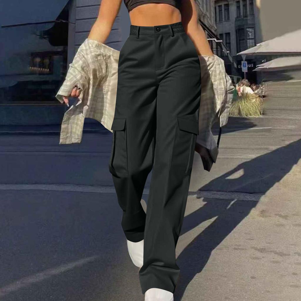 Женские модные повседневные уличные мешковатые брюки-карго с карманами, широкие брюки, свободные комбинезоны, длинные брюки