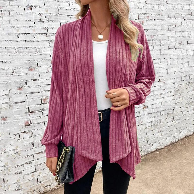 GMXIA Женская мода, повседневный однотонный принт, осенне-зимний кардиган с длинным рукавом, пальто