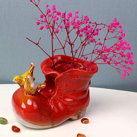 Ceramic Bird Boot Planter Pot Pen Holder Colorful Shoes Flowerpot Succulents Herb Plants Container Home Balcony Garden Decoration